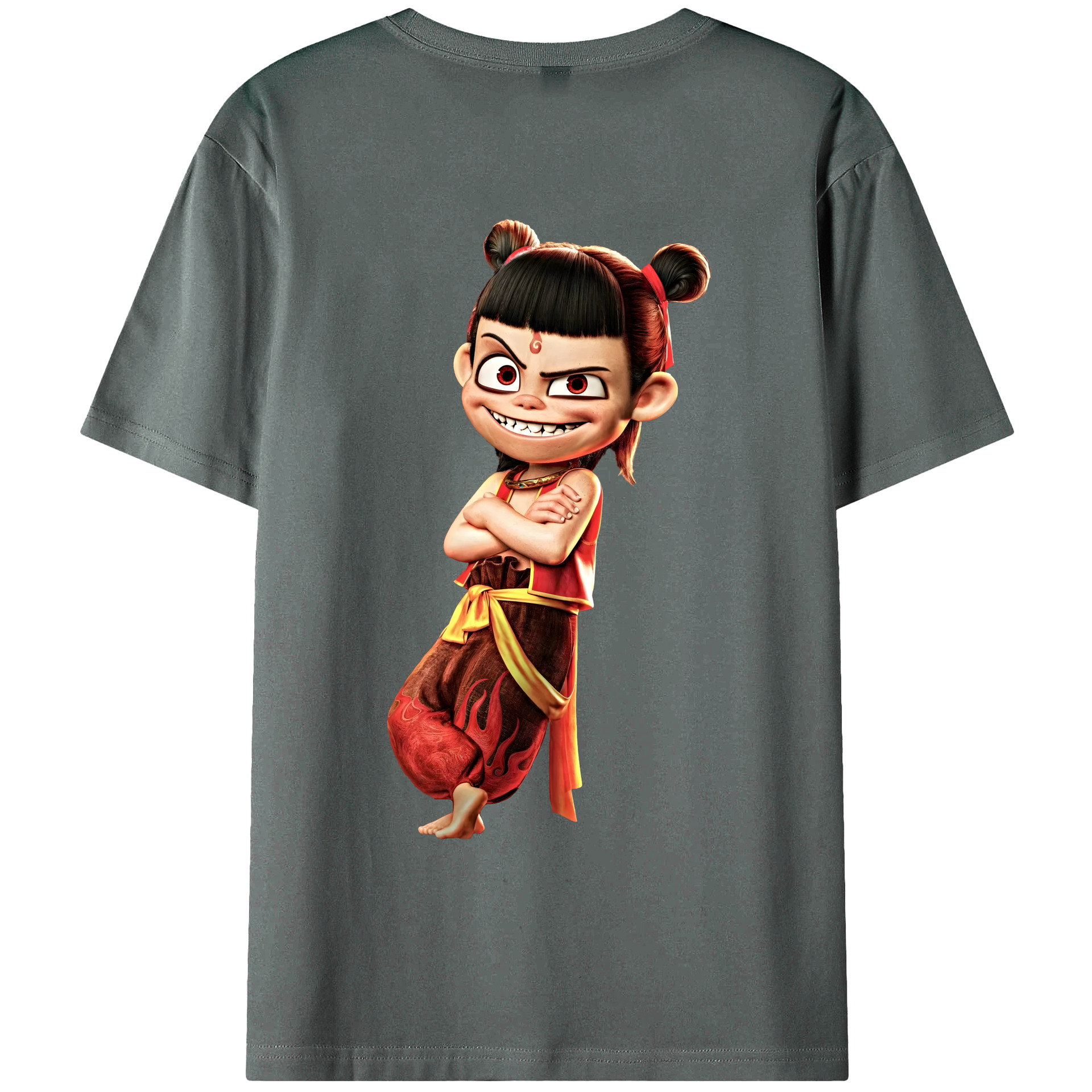 （画像用） Ne Zha 2 ナタ 魔童の大暴れ 綿100％ メンズ半袖Tシャツ（バックプリント） 通気性